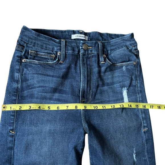 Good American Dark Blue Cropped Jeans - Picture 4 of 11